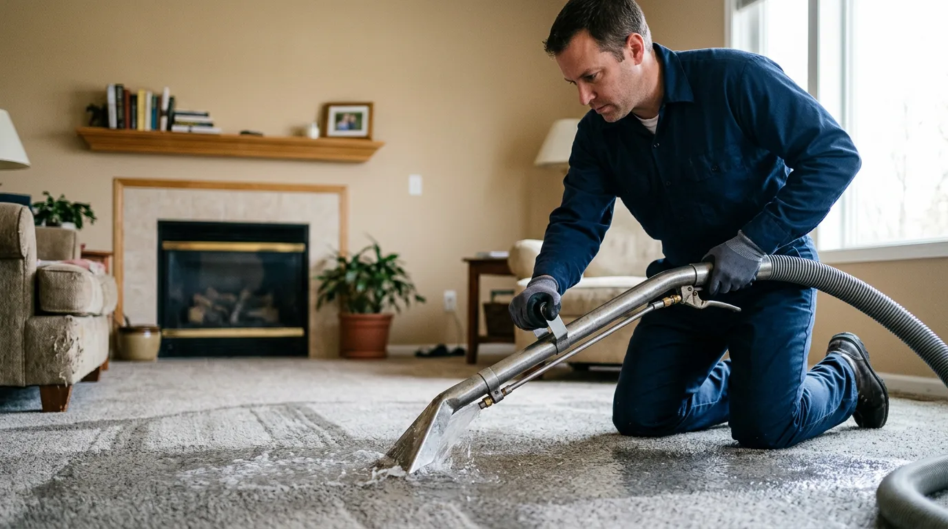 Water damage restoration technician working near Anmoore, WV